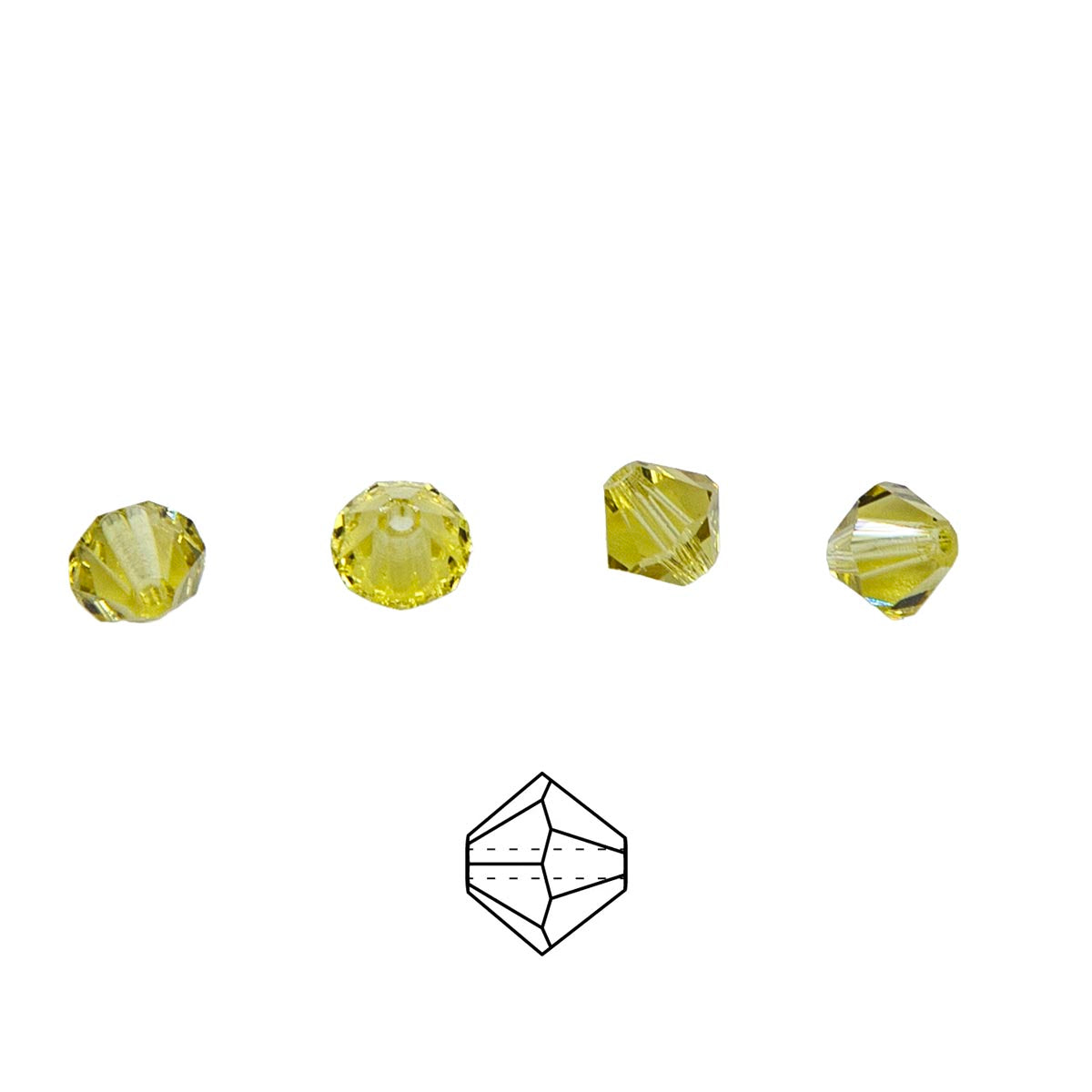 86CC225: Preciosa Czech Crystal Diamond Acid Yellow 6mm