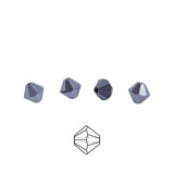 86CC309-F: Preciosa Crystal Dia Jet Hematite 6x6mm-72PC