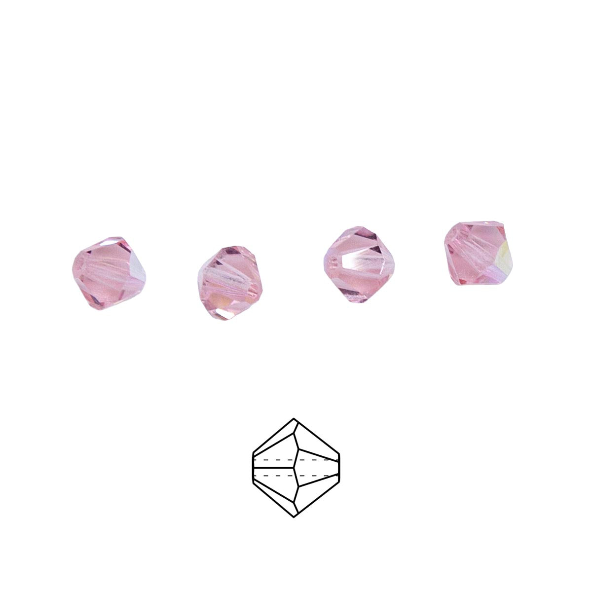 86CC591: Preciosa Crystal Dia Lt Rose AB 6x6mm-72PC