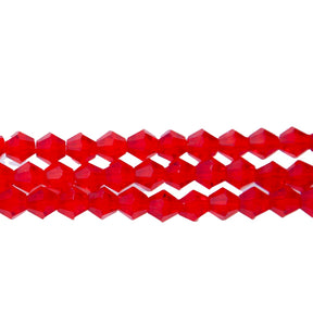 86CG243: 6mm Red Glass Faceted Bicone