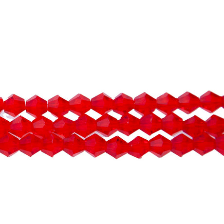 86CG243: 6mm Red Glass Faceted Bicone