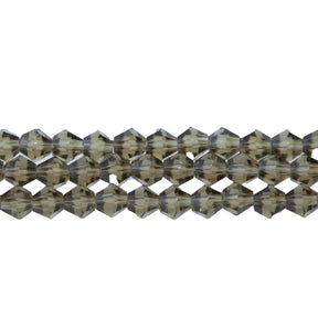 86CG257: 6mm Smoky Glass Faceted Bicone