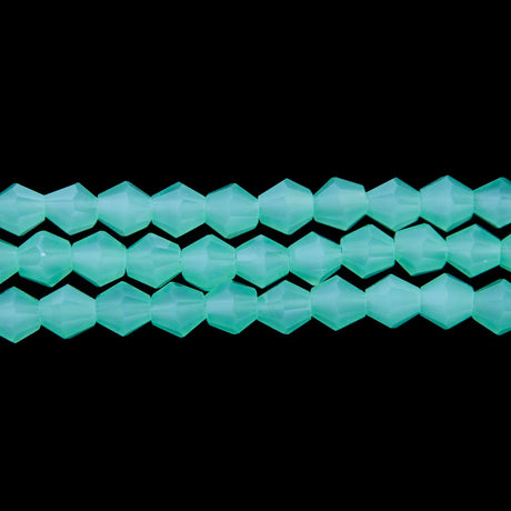 86CG280: 6mm Green Opal Glass Faceted Bicone