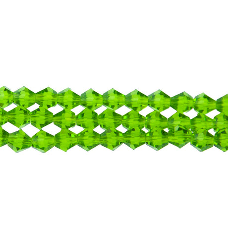 86CG281: 6mm Peridot Glass Faceted Bicone