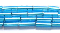 3BB466: CZ Bugle Silver Lined Capri Aqua #3 - 5 hanks