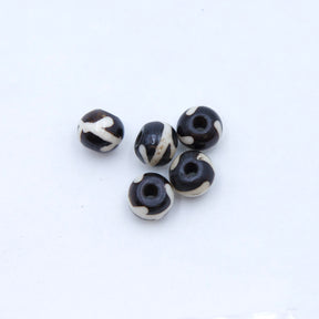 8BN156-D: India Bone Round Dark Brown Criscross 8mm 50 Pieces