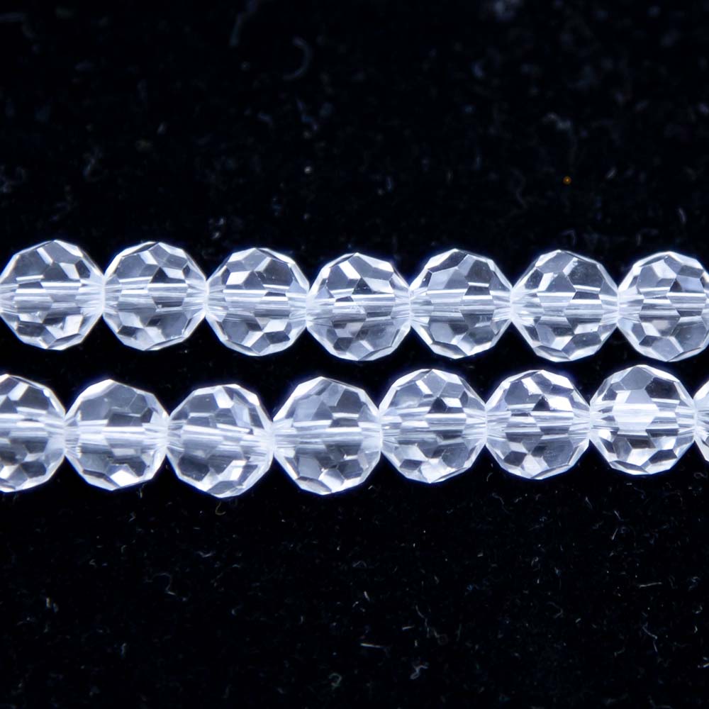8CG212: 8mm Glass Faceted Round Beads 15.5"