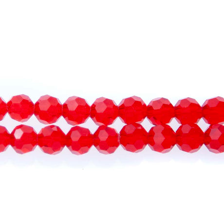 8CG243: 8mm Red Glass Faceted Round