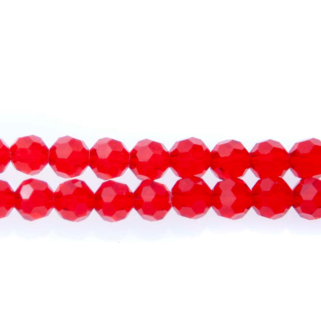 8CG243: 8mm Red Glass Faceted Round