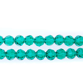 8CG285: 8mm Blue Zircon Glass Faceted Round Beads