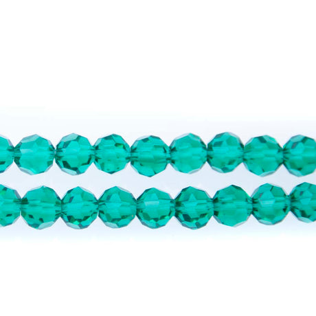 8CG285: 8mm Blue Zircon Glass Faceted Round Beads