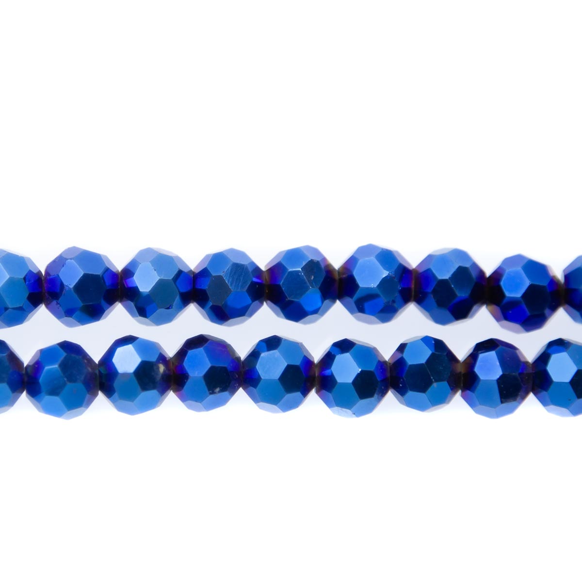 8CG879: 8mm Metallic Blue Glass Round