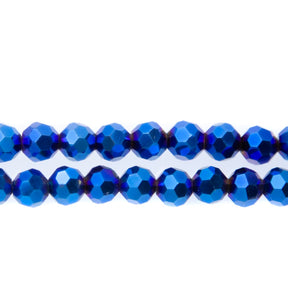 8CG879: 8mm Metallic Blue Glass Round