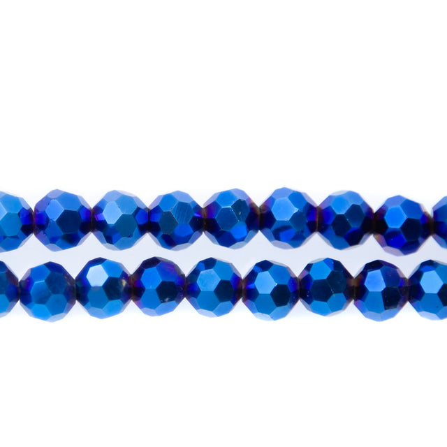 8CG879: 8mm Metallic Blue Glass Round