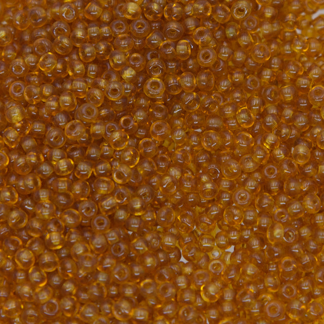 8EP254-1: Vintage French Seed Bead Tr Medium Topaz 8/0