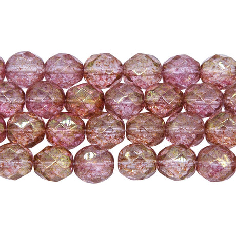8FC093: CZ FC Round Picasso Pink On Crystal 8mm 150PC