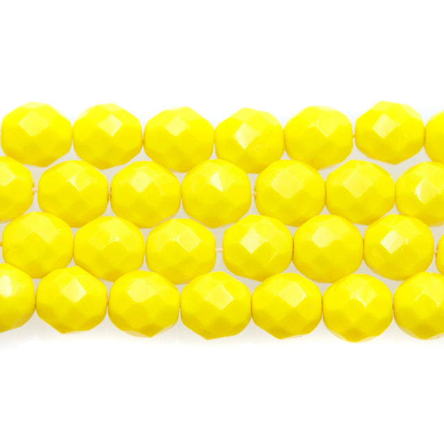 8FC122R: CZ FACET RD Opaque Lemon Yellow 8mm-25PC