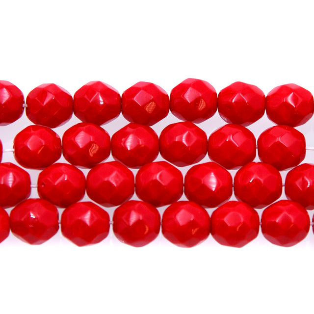 8FC144: CZ FACET RD Opaque MED Red 8mm-150PC