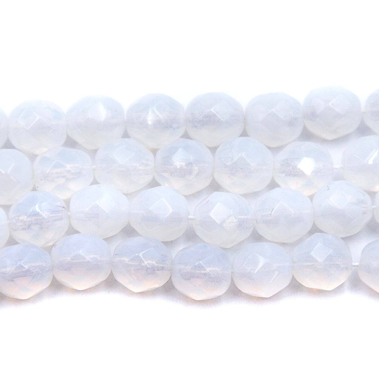 8FC210R: CZ FACET RD White Opal 8MM-New LT Dye Lot-25PC
