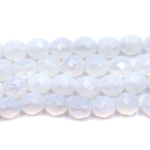 8FC210R: CZ FACET RD White Opal 8MM-New LT Dye Lot-25PC