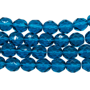 8FC266R: CZ FACET RD Trans MED DK Aqua 8mm 25PC