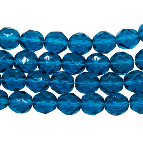 8FC266R: CZ FACET RD Trans MED DK Aqua 8mm 25PC