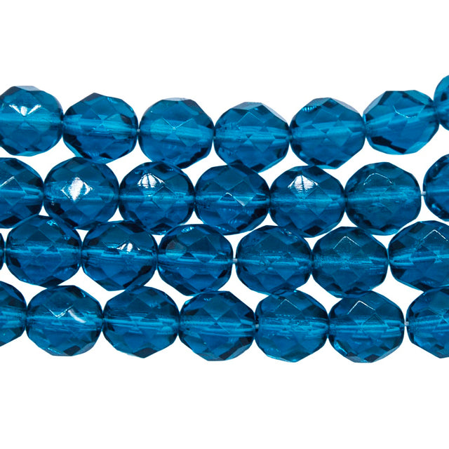 8FC266R: CZ FACET RD Trans MED DK Aqua 8mm 25PC