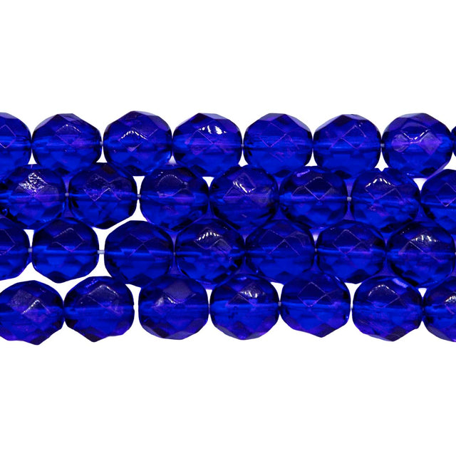 8FC277R: CZ FACET RD Trans DK Sapphire 8mm-25PC