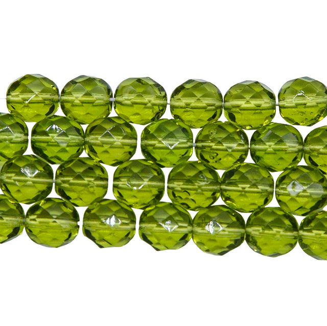 8FC281: CZ FACET RD TRANS Peridot/olive 8mm-150 PC