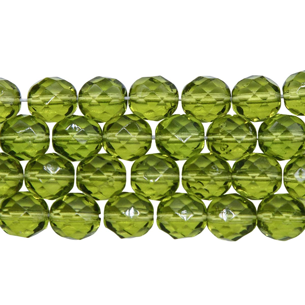 8FC281R: CZ FACET RD Trans Peridot/olive 8mm-25PC