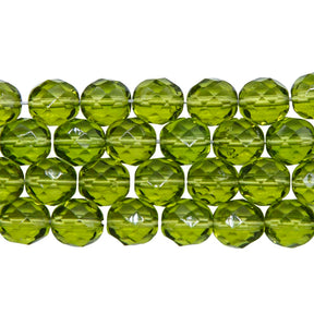 8FC281R: CZ FACET RD Trans Peridot/olive 8mm-25PC