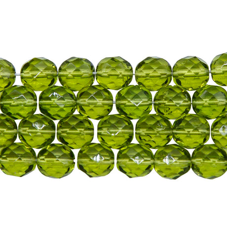 8FC281R: CZ FACET RD Trans Peridot/olive 8mm-25PC