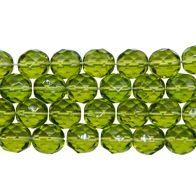 8FC281R: CZ FACET RD Trans Peridot/olive 8mm-25PC