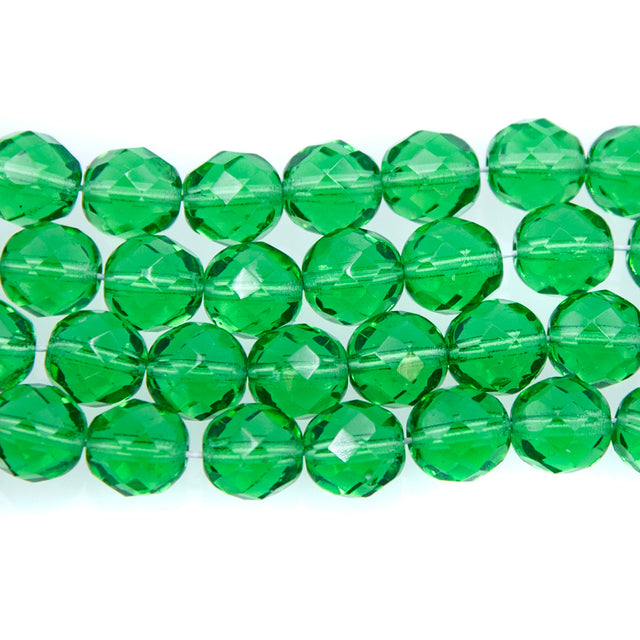 8FC284-2R: CZ FACET RD Trans LT Christmas Green 8mm-25PC