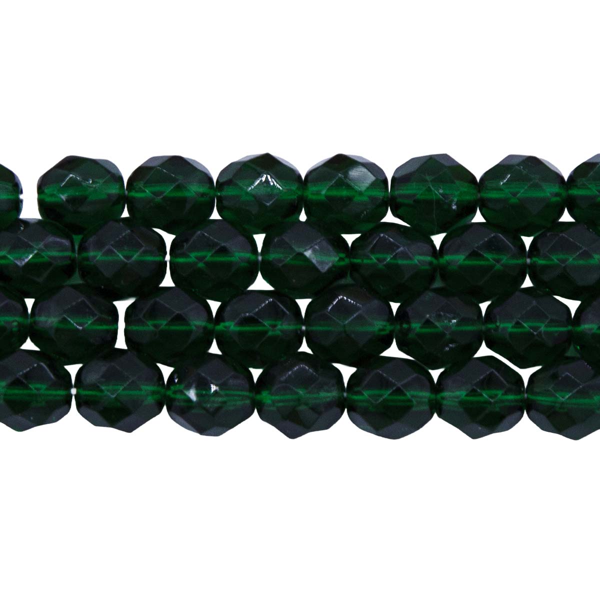 8FC284-DR: CZ FACET RD Trans DK Christmas Green 8mm 25PC