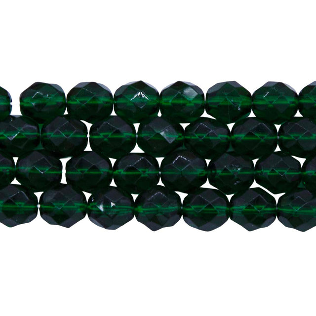 8FC284-DR: CZ FACET RD Trans DK Christmas Green 8mm 25PC