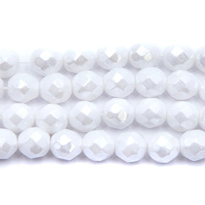 8FC312-WA: CZ Faceted RD Alabaster Wedding Luster 8mm-150PC