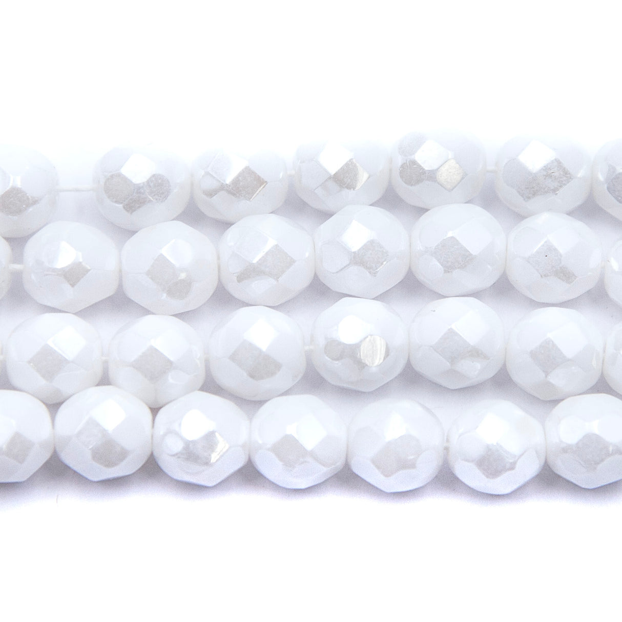 8FC312-WAR: CZ Faceted Rd Alabaster Wedding Luster 8mm-25PC
