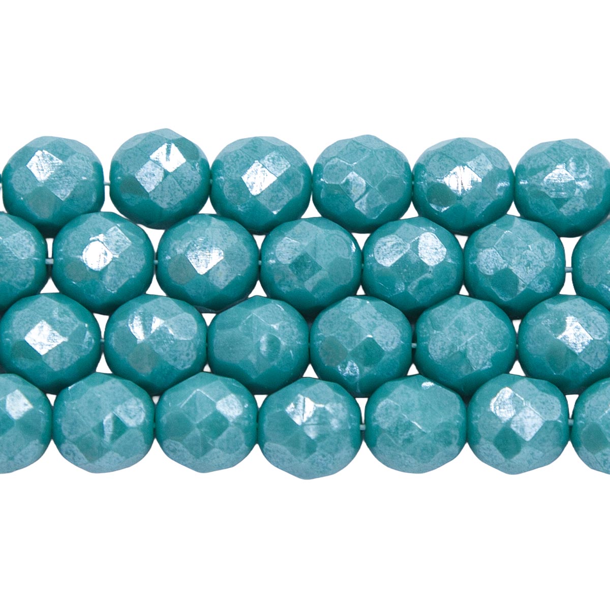 8FC385R: CZ FACET RD Opaque Turquoise Green Luster 8mm-25PC