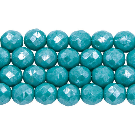 8FC385R: CZ FACET RD Opaque Turquoise Green Luster 8mm-25PC