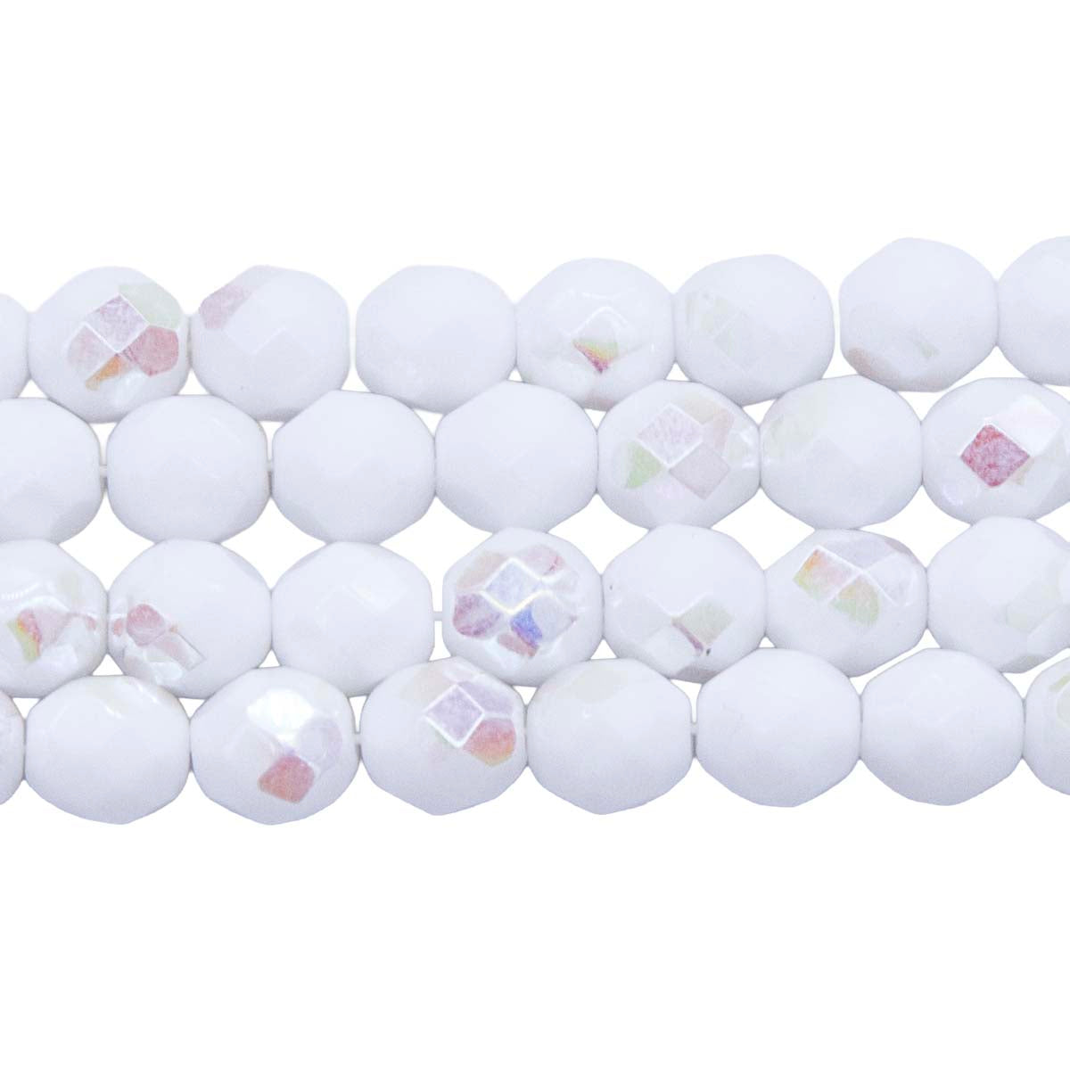 8FC511: CZ FACET RD Opaque Chalk White AB 8mm-150PC
