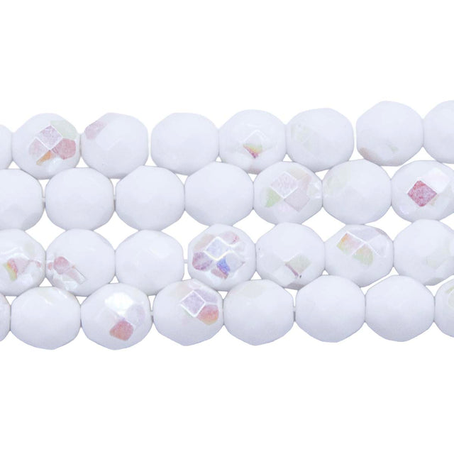 8FC511: CZ FACET RD Opaque Chalk White AB 8mm-150PC