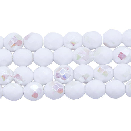8FC511R: CZ FACET RD Opaque Chalk White AB 8mm-25PC