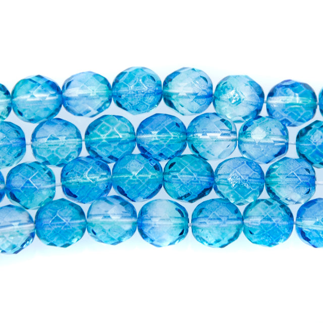 8FC5268-C: CZ FACET RD 2 Tone Aqua/green 8mm-150PC