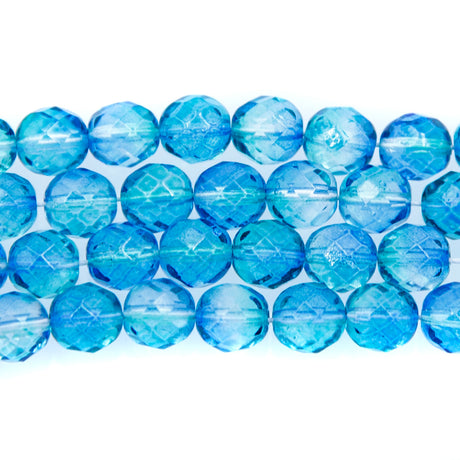 8FC5268-CR: CZ FACET RD 2 Tone Aqua/green 8mm - 25PC