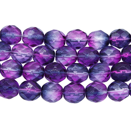 8FC5299-PC: CZ FACET RD 2 Tone Light and Dark Amethyst 8mm 150PC