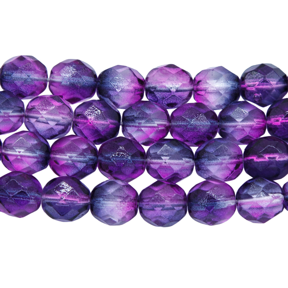 8FC5299-PCR: CZ FACET RD 2 Tone Fuchsia/amethyst 8mm-25PC