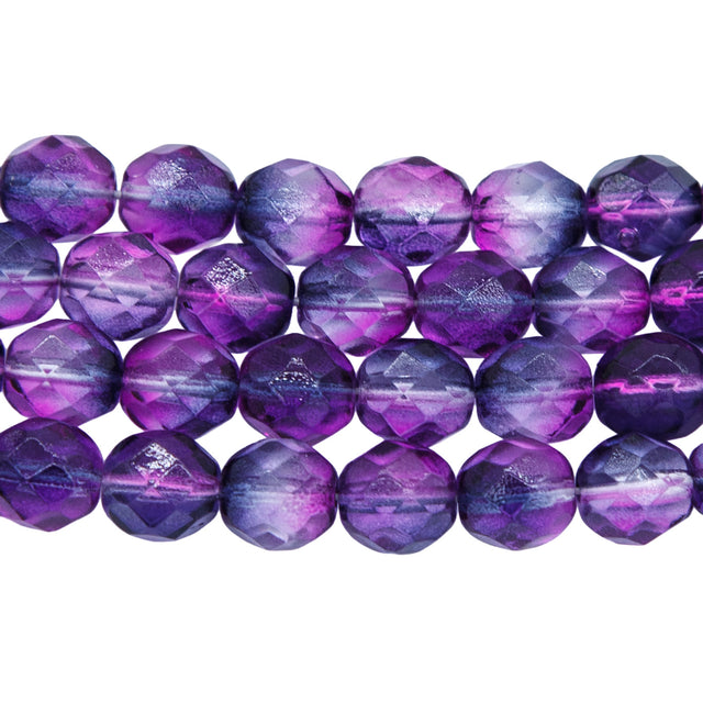 8FC5299-PCR: CZ FACET RD 2 Tone Fuchsia/amethyst 8mm-25PC