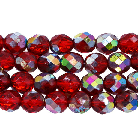 8FC544-VR: CZ FACET RD Ruby Vitrail 8mm-25PC
