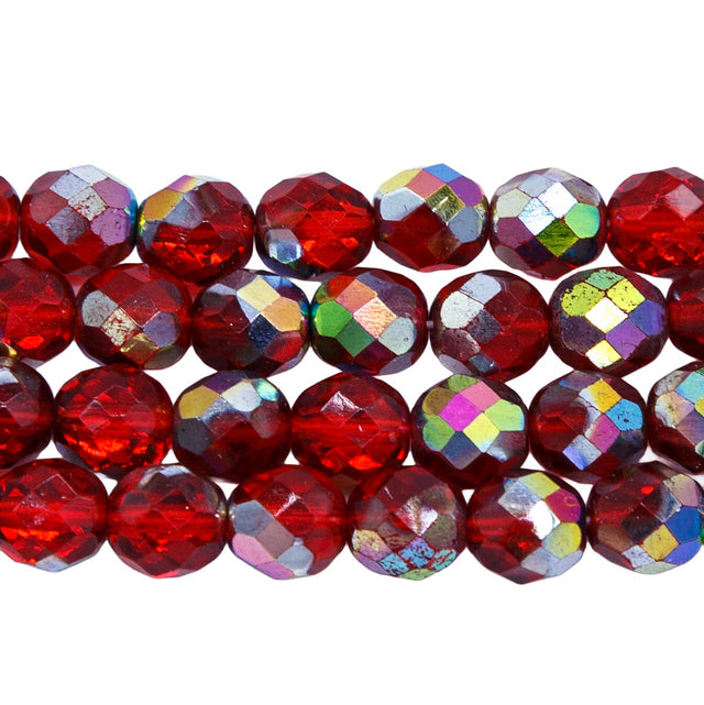 8FC544-VR: CZ FACET RD Ruby Vitrail 8mm-25PC